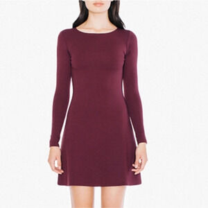 American Apparel Size Medium Mini Dress - Red Wine Long Sleeve Classic Jersey
